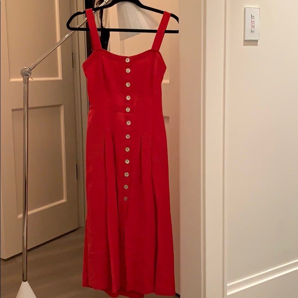 PinkyOtto Red Midi Button Dress.